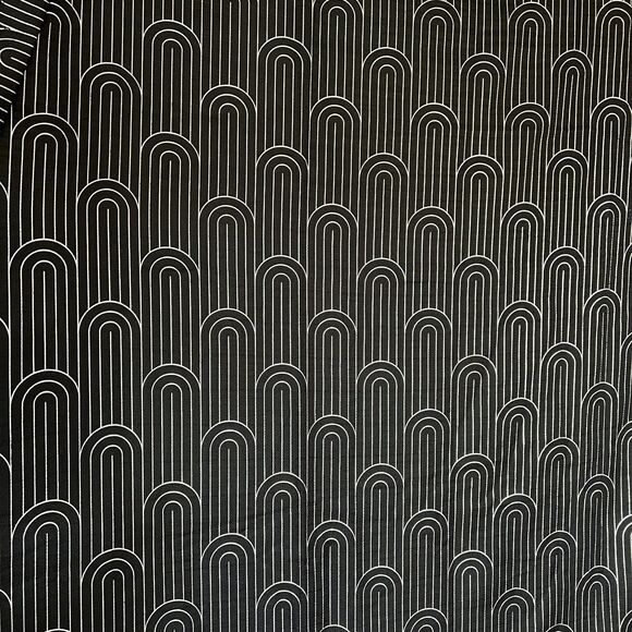 Elegant Black  And Silver Arches Art Deco Glam Polyester Shower Curtain Fun - Picture 5 of 6